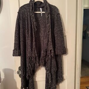 Kensie Charcoal Fringe Cardigan